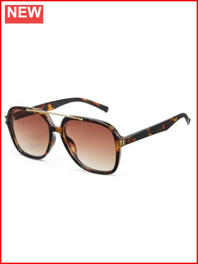 Oversized Aviator Sunglasses Retro Gold Metal Tangle Free Uv Protection